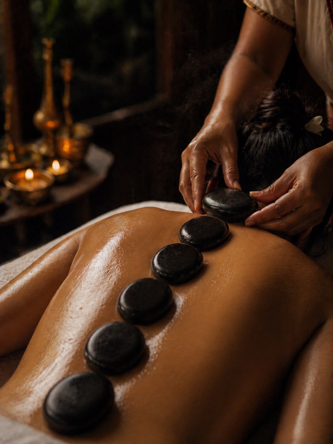 Hot Stone Massage mit warmen Basaltsteinen