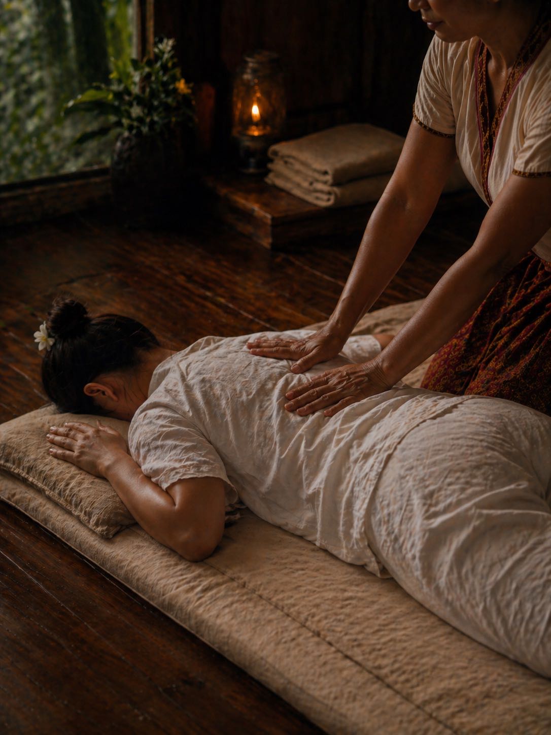 Traditionelle Thaimassage auf der Matte